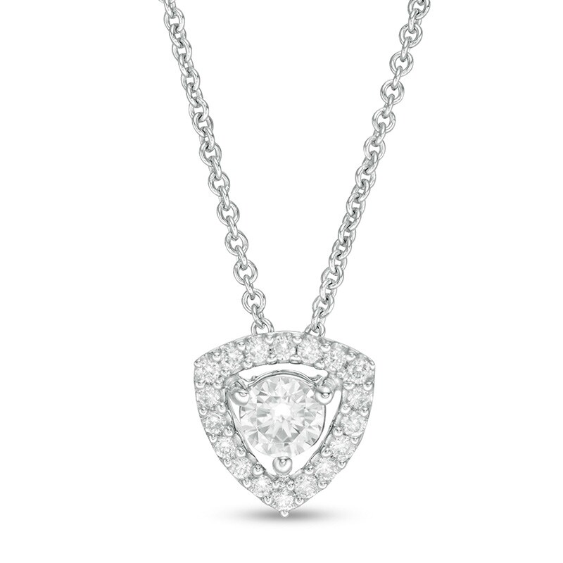 Main Image 1 of Previously Owned - 1/3 CT. T.W. Diamond Trillion Frame Pendant in 10K White Gold