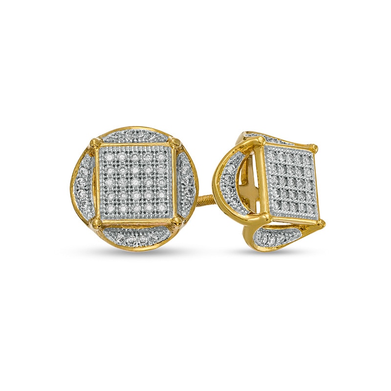 Main Image 1 of Previously Owned - 1/4 CT. T.W. Composite Diamond Geometric Stud Earrings in 10K Gold