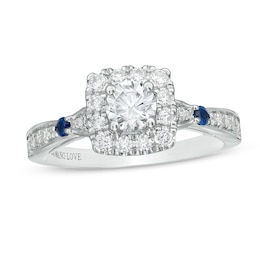 Previously Owned - Vera Wang Love Collection 3/4 CT. T.W. Diamond Cushion Frame Engagement Ring in 14K White Gold