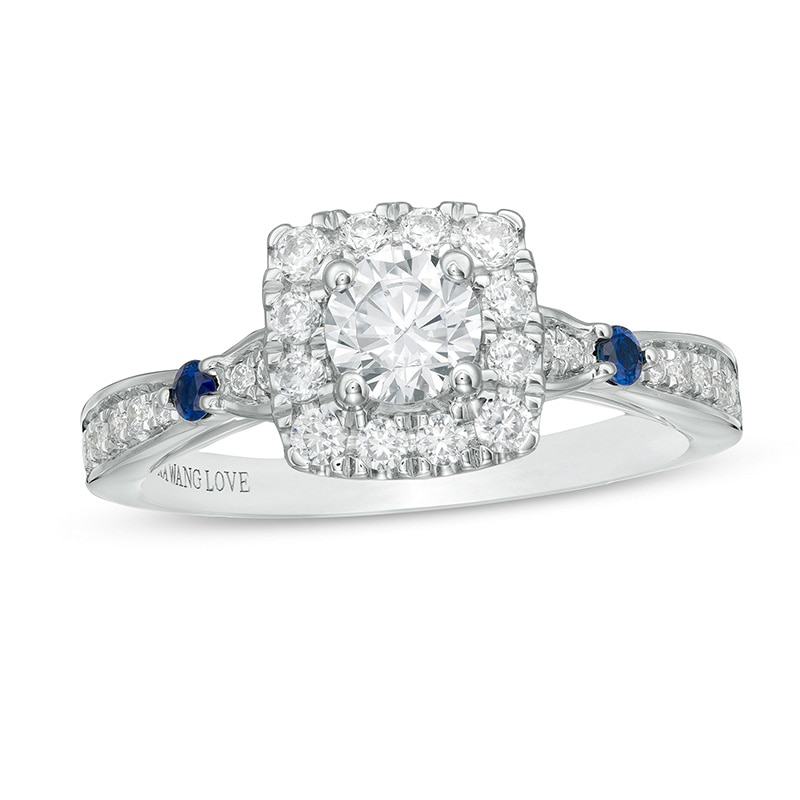 Main Image 1 of Previously Owned - Vera Wang Love Collection 3/4 CT. T.W. Diamond Cushion Frame Engagement Ring in 14K White Gold