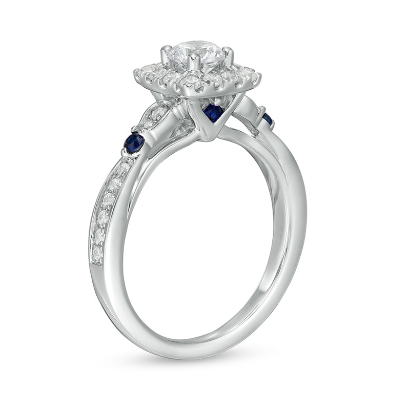 Main Image 3 of Previously Owned - Vera Wang Love Collection 3/4 CT. T.W. Diamond Cushion Frame Engagement Ring in 14K White Gold