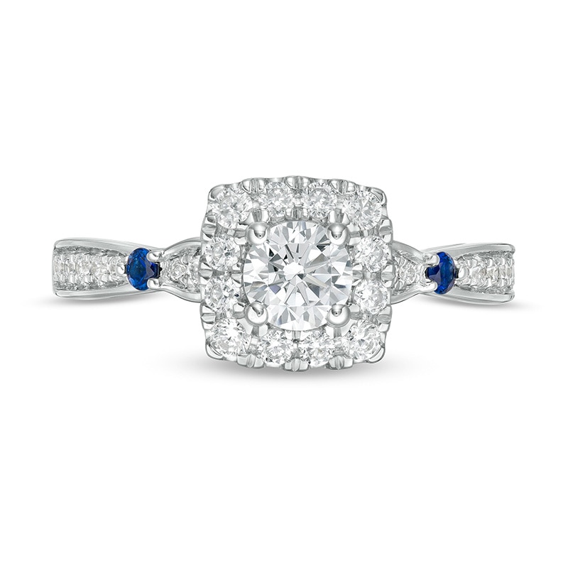 Main Image 4 of Previously Owned - Vera Wang Love Collection 3/4 CT. T.W. Diamond Cushion Frame Engagement Ring in 14K White Gold