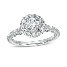 Previously Owned - Vera Wang Love Collection 1 CT. T.W. Diamond Frame Engagement Ring in 14K White Gold