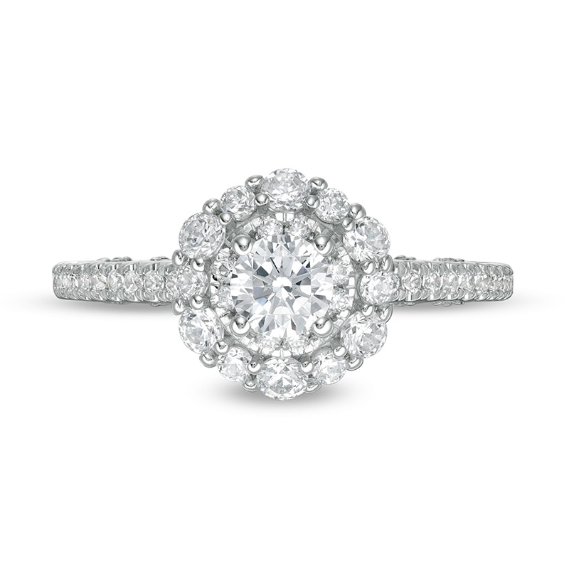 Main Image 4 of Previously Owned - Vera Wang Love Collection 1 CT. T.W. Diamond Frame Engagement Ring in 14K White Gold