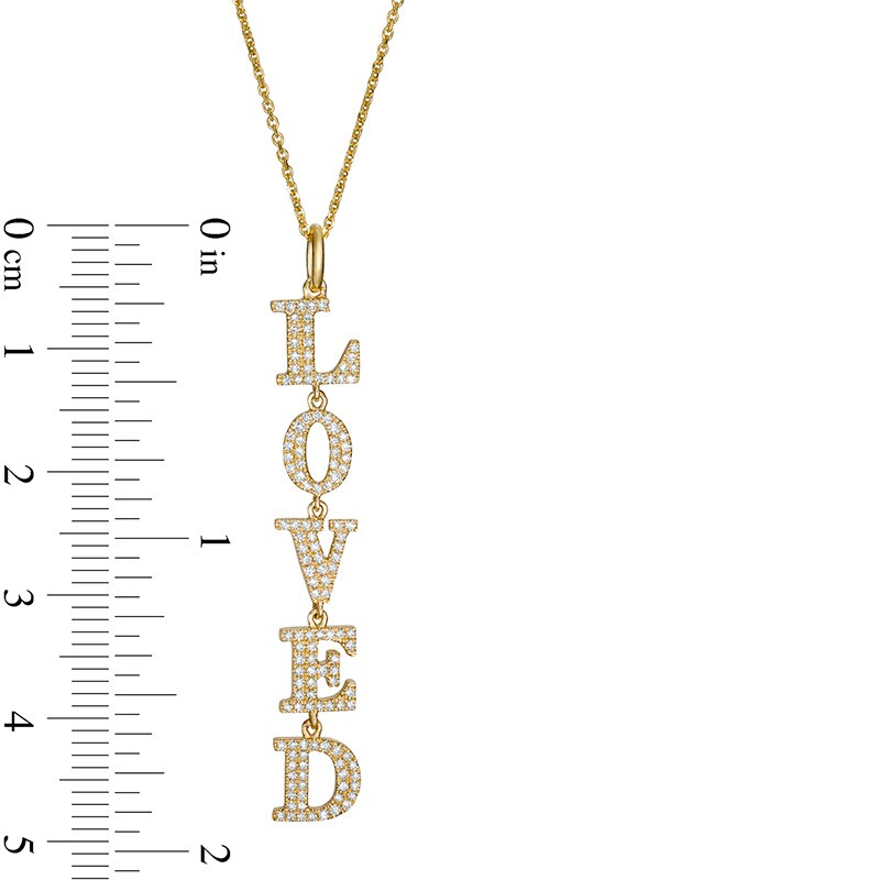 Main Image 4 of Previously Owned - Serena Williams Jewelry  1/3 CT. T.W. Diamond Vertical Drop "LOVED" Pendant in 10K Gold