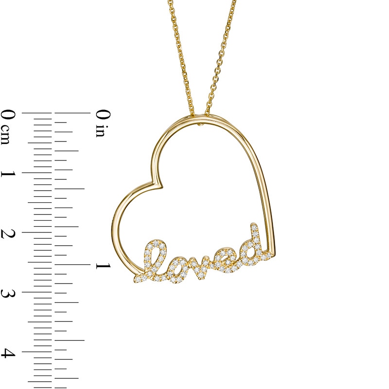 Main Image 4 of Previously Owned - Serena Williams Jewelry 1/5 CT. T.W. Diamond Heart "loved" Pendant in 10K Gold