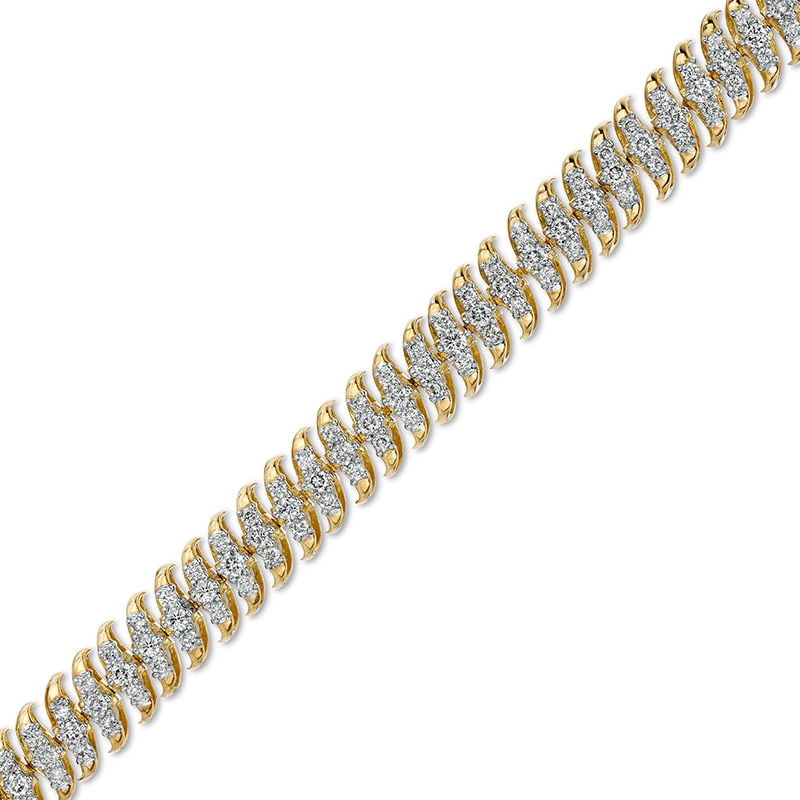 Main Image 1 of Previously Owned - 3 CT. T.W. Diamond Spiral "S" Link Bracelet in 10K Gold