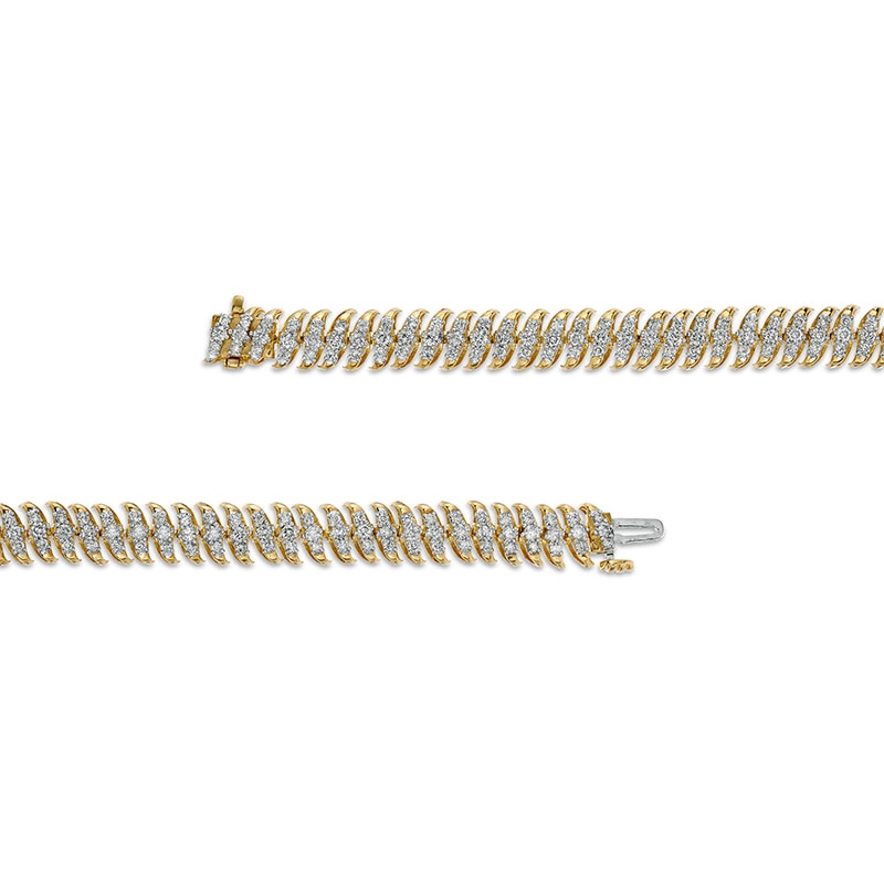 Main Image 3 of Previously Owned - 3 CT. T.W. Diamond Spiral "S" Link Bracelet in 10K Gold