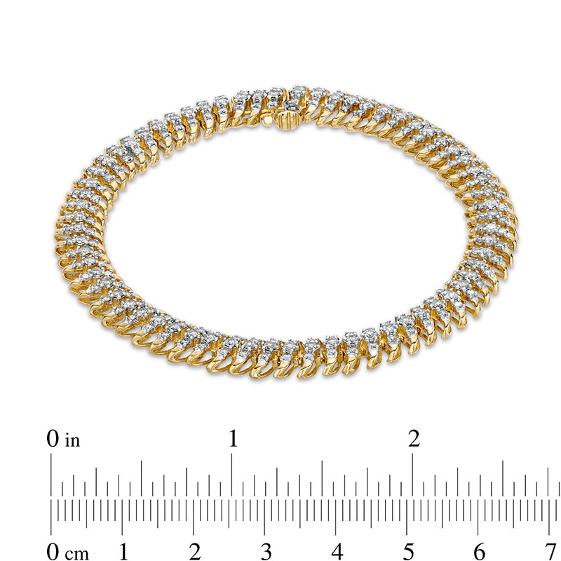 Main Image 4 of Previously Owned - 3 CT. T.W. Diamond Spiral "S" Link Bracelet in 10K Gold