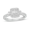 Thumbnail Image 0 of Previously Owned - Marilyn Monroe™ Collection 1/2 CT. T.W. Emerald-Shaped Multi-Diamond Frame Ring in 14K White Gold