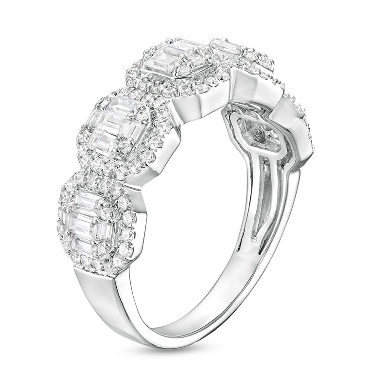 Main Image 3 of Previously Owned - 1 CT. T.W. Octagon Multi-Diamond Five Stone Ring in 14K White Gold