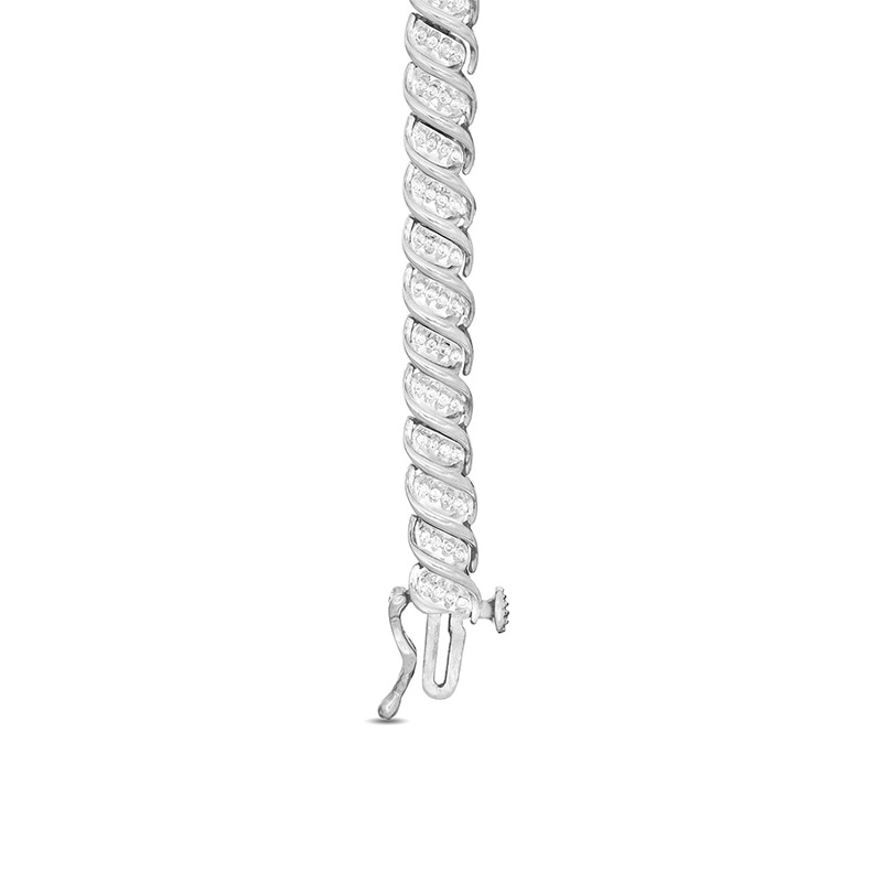 Main Image 2 of Previously Owned - 1/2 CT. T.W. Diamond Cascading "S" Link Bracelet in 10K White Gold - 7.25"