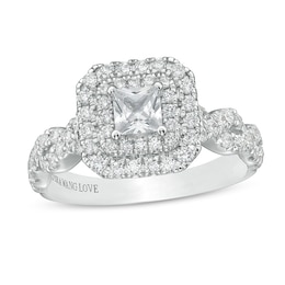 Previously Owned - Vera Wang Love Collection 1 CT. T.W. Princess-Cut Diamond Frame Engagement Ring in 14K White Gold