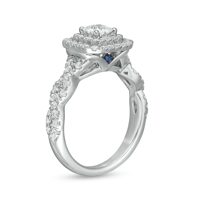 Main Image 3 of Previously Owned - Vera Wang Love Collection 1 CT. T.W. Princess-Cut Diamond Frame Engagement Ring in 14K White Gold