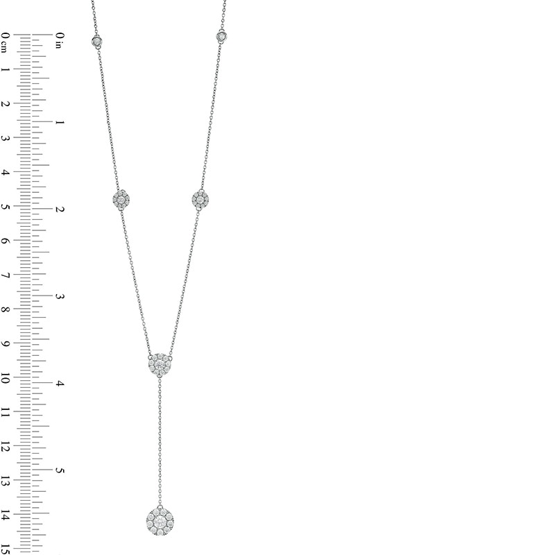 Main Image 3 of Previously Owned - 1 CT. T.W. Multi-Diamond Diamond Station "Y" Necklace in 10K White Gold – 19.5"