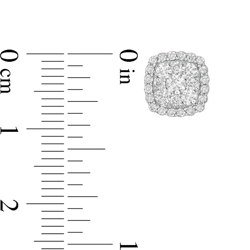 Main Image 2 of Previously Owned - 7/8 CT. T.W. Diamond Cushion Frame Stud Earrings in 14K White Gold