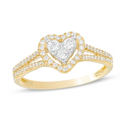 Previously Owned - 1/2 CT. T.W. Composite Diamond Heart Frame Ring in 10K Gold