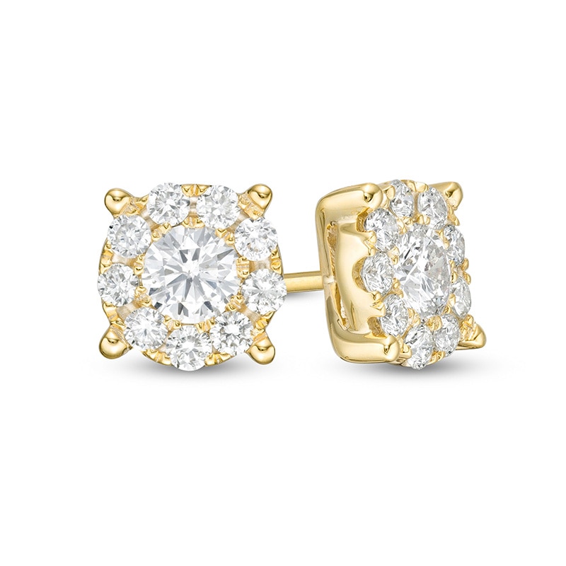 Main Image 1 of Previously Owned - 1 CT. T.W. Diamond Frame Stud Earrings in 14K Gold