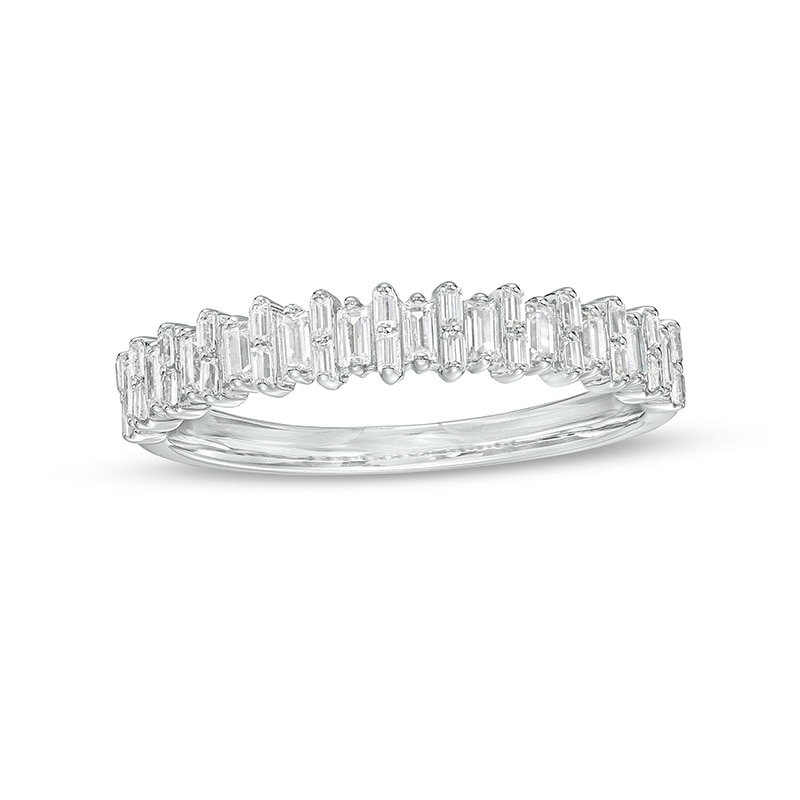 Main Image 1 of Previously Owned - 1/3 CT. T.W. Baguette Diamond Alternating Anniversary Band in 14K White Gold