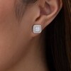 Thumbnail Image 2 of Previously Owned - 1 CT. T.W. Diamond Double Cushion Frame Stud Earrings in 10K White Gold