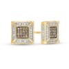 Thumbnail Image 0 of Previously Owned - Men's 1/4 CT. T.W. Square Composite Champagne and White Diamond Frame Stud Earrings in 10K Gold
