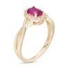 Thumbnail Image 3 of Previously Owned - Oval Ruby and 1/15 CT. T.W. Diamond Frame Twist Shank Ring in 10K Gold