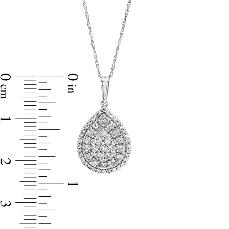 Main Image 3 of Previously Owned - 1/2 CT. T.W. Pear-Shaped Multi-Diamond Double Frame Pendant in 10K White Gold