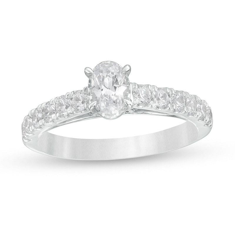 Main Image 1 of Previously Owned - 1 CT. T.W. Oval Diamond Engagement Ring in 14K White Gold (I/I2)