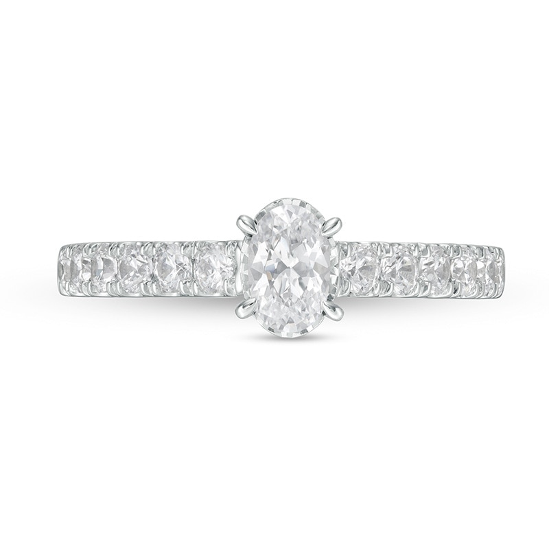 Previously Owned - 1 CT. T.W. Oval Diamond Engagement Ring in 14K White Gold (I/I2)