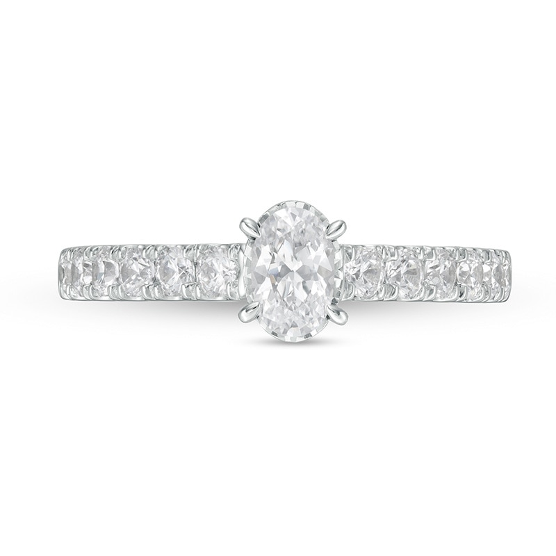 Main Image 4 of Previously Owned - 1 CT. T.W. Oval Diamond Engagement Ring in 14K White Gold (I/I2)