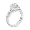 Thumbnail Image 2 of Previously Owned - 3/4 CT. T.W. Emerald-Shaped Multi-Diamond Frame Bridal Set in 10K White Gold (I/SI2)
