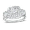 Thumbnail Image 1 of Previously Owned - 1 CT. T.W. Princess-Cut Diamond Past Present Future® Frame Engagement Ring in 10K White Gold