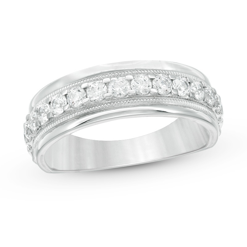 Main Image 1 of Previously Owned - 1 CT. T.W. Diamond Vintage-Style Wedding Band in 10K White Gold