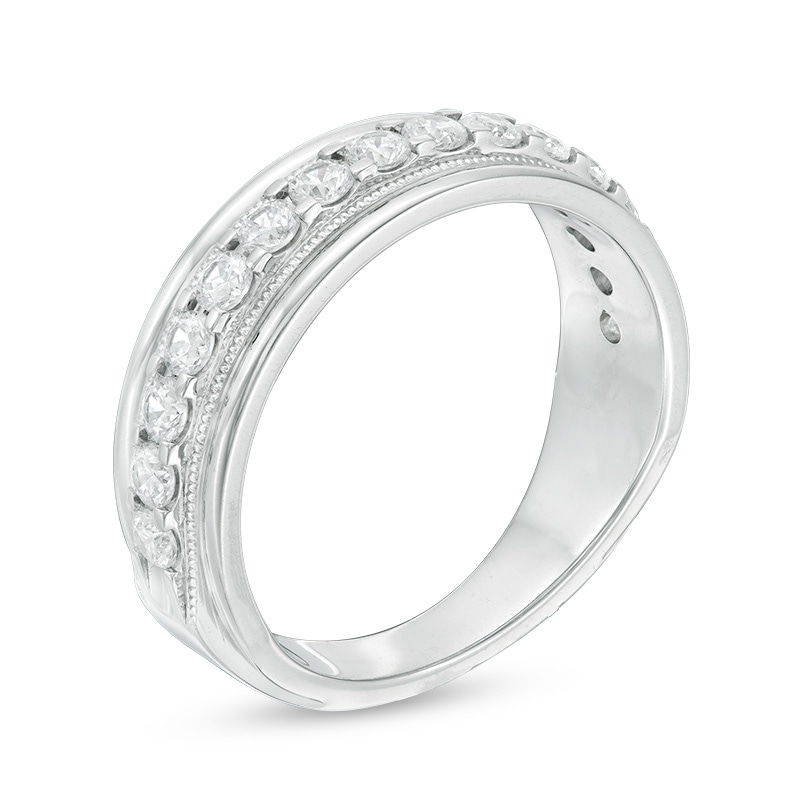 Main Image 2 of Previously Owned - 1 CT. T.W. Diamond Vintage-Style Wedding Band in 10K White Gold