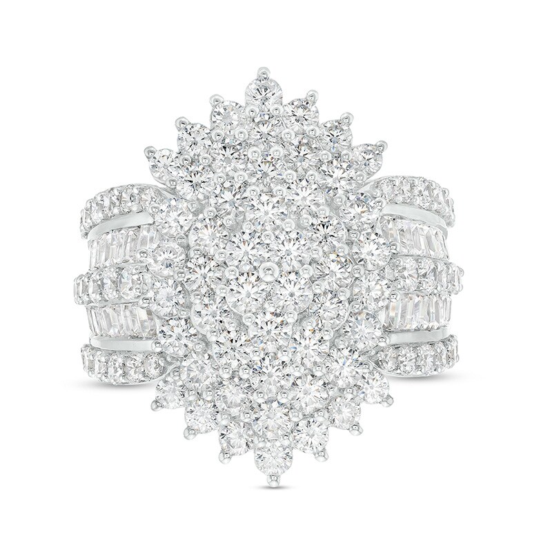 Main Image 1 of Previously Owned - 4 CT. T.W. Oval-Shaped Multi-Diamond Starburst Ring in 10K White Gold