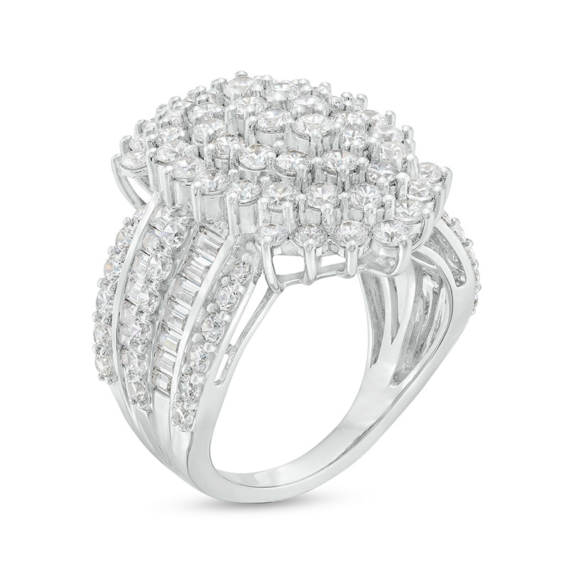 Main Image 3 of Previously Owned - 4 CT. T.W. Oval-Shaped Multi-Diamond Starburst Ring in 10K White Gold