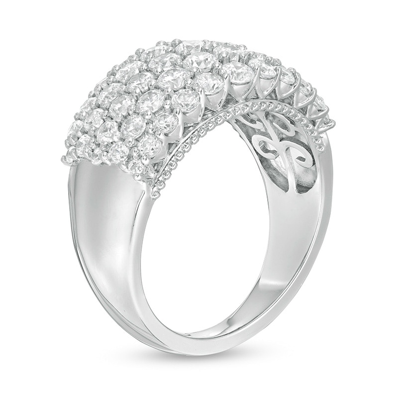 Main Image 3 of Previously Owned - 2 CT. T.W. Lab-Grown Diamond Multi-Row Ring in 14K White Gold (F/SI2)