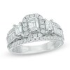 Thumbnail Image 1 of Previously Owned - 1-1/2 CT. T.W. Emerald-Cut Diamond Frame Past Present Future® Ring in 14K White Gold