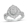 Thumbnail Image 1 of Previously Owned - Marilyn Monroe™ Collection 1 CT. T.W. Oval Multi-Diamond Frame Twist Shank Ring in 14K White Gold