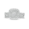 Thumbnail Image 4 of Previously Owned - 1 CT. T.W. Quad Princess-Cut Diamond Double Cushion Frame Twist Shank Bridal Set in 14K White Gold