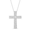 Thumbnail Image 1 of Previously Owned - 1 CT. T.W. Baguette and Round Diamond Triple Row Cross Pendant in 10K White Gold