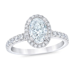 Previously Owned - Royal Asscher® 1-1/2 CT. T.W. Oval Diamond Frame Engagement Ring in 14K White Gold