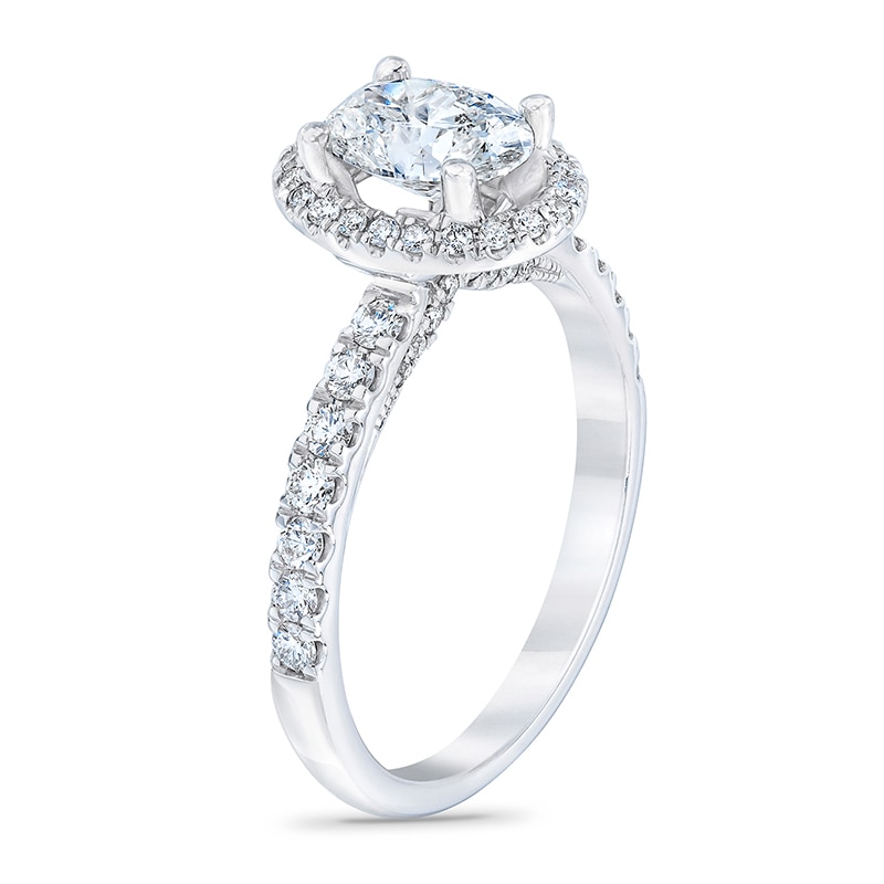Main Image 2 of Previously Owned - Royal Asscher® 1-1/2 CT. T.W. Oval Diamond Frame Engagement Ring in 14K White Gold