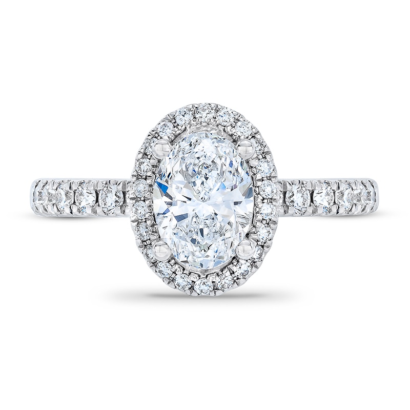 Main Image 3 of Previously Owned - Royal Asscher® 1-1/2 CT. T.W. Oval Diamond Frame Engagement Ring in 14K White Gold
