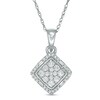 Thumbnail Image 1 of Previously Owned - 1/4 CT. T.W. Multi-Diamond Tilted Square Frame Pendant in 10K White Gold