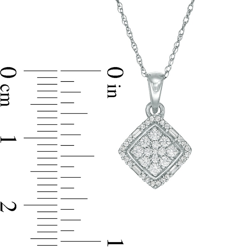 Main Image 2 of Previously Owned - 1/4 CT. T.W. Multi-Diamond Tilted Square Frame Pendant in 10K White Gold