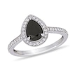 Thumbnail Image 1 of Previously Owned - 1-1/5 CT. T.W. Pear Black and White Diamond Frame Vintage-Style Engagement Ring in 10K White Gold