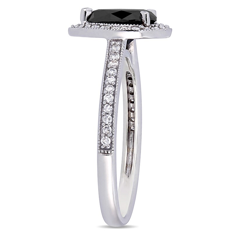 Main Image 3 of Previously Owned - 1-1/5 CT. T.W. Pear Black and White Diamond Frame Vintage-Style Engagement Ring in 10K White Gold