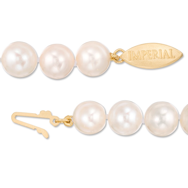 Main Image 2 of Previously Owned-IMPERIAL® 8.0-9.0mm Freshwater Cultured Pearl Strand Necklace with 14K Gold Fish-Hook Clasp-20"
