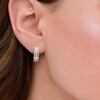 Thumbnail Image 2 of Previously Owned - 1/2 CT. T.W. Baguette and Round Diamond Three-Row Hoop Earrings in Sterling Silver